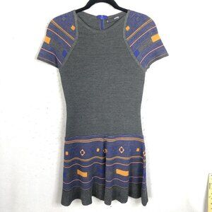 Cut25 Dress Womens Small Gray Brown Merino Wool Blend Drop Waist Retro Academia